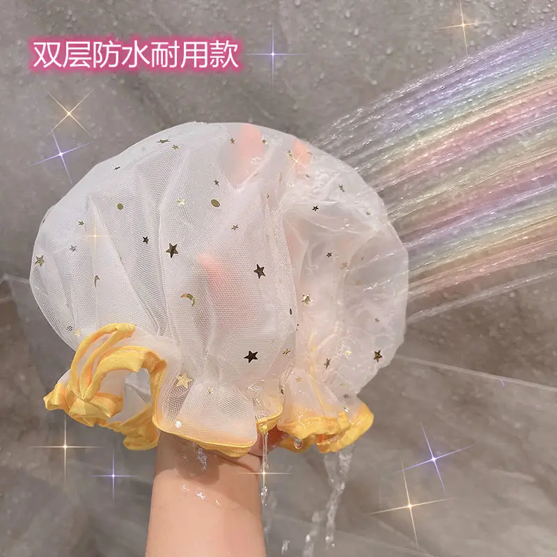 

Waterproof Bath Hat Thickened Waterproof And Oil Fume Cap Women Spa Hair Salon Supplies Shower Cap Bathroom Accessories