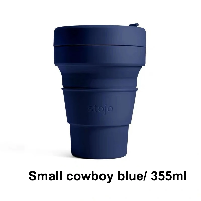 small cowboy blue355 STOJO CUP Складная Силиконовая портативная силиконовая кофейная чашка многофункциональная Складная силиконовая чашка для офиса и путешествий - Цвет: small cowboy blue355