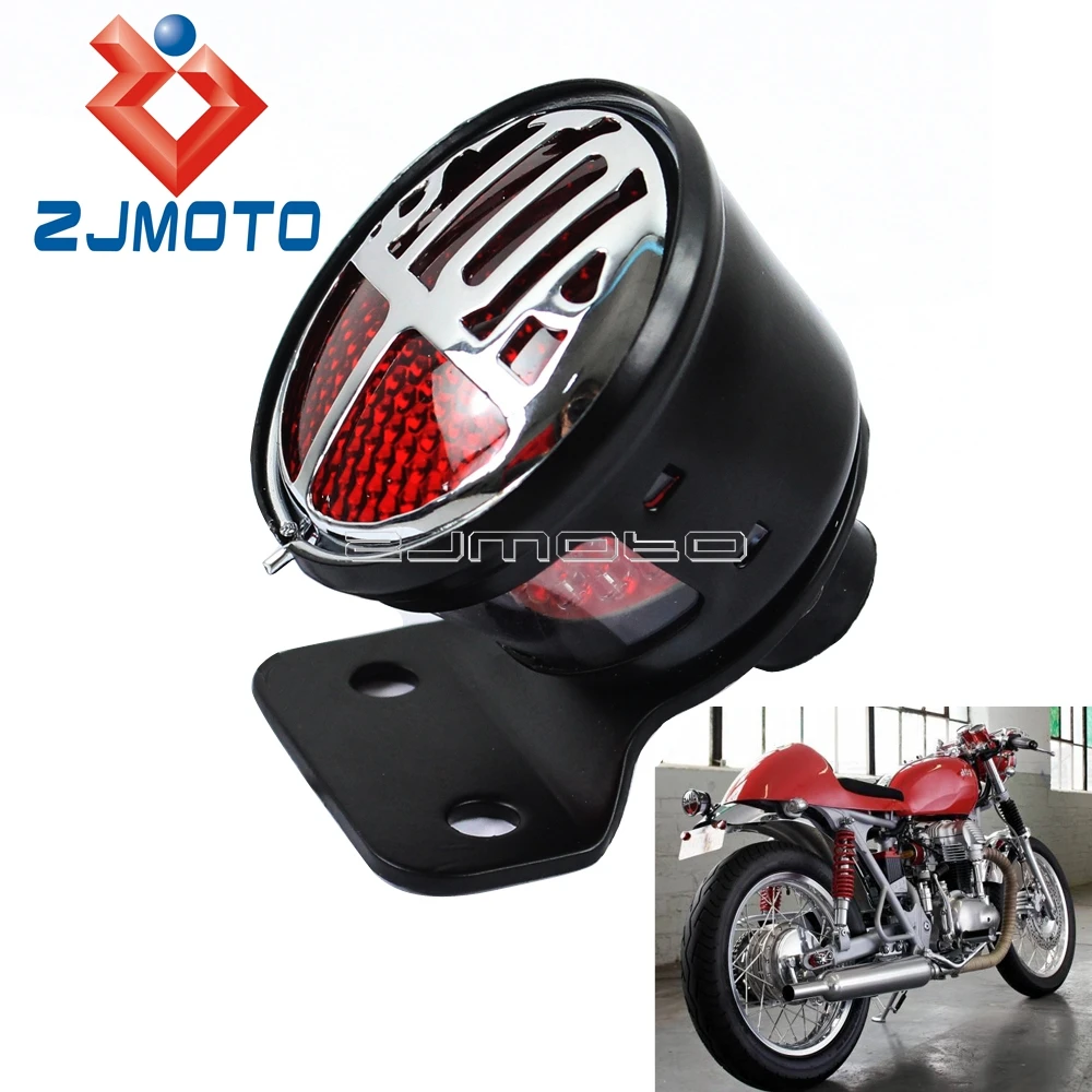 For Harley LED Bates Tailight Motorcycle Tail Light Miller Brake Lamp For Custom Cafe Racer Bobber Chopper W/ License Plate Lamp