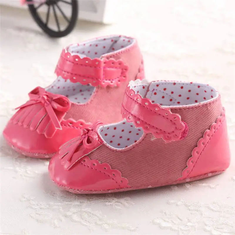 Baby Infant Shoes Girl Crib Cute Princess Bowknot Fringe Pink Blue White Newborn Toddler First Walkers |