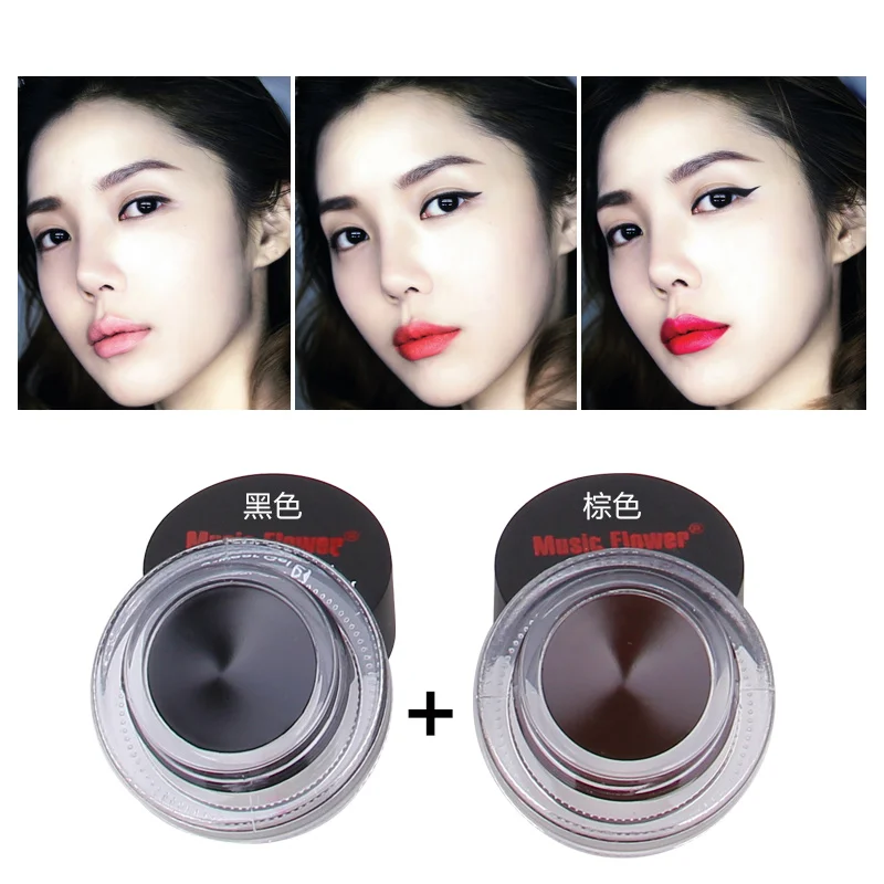 Музыкальный Цветок Лучший 2 в 1 коричневый + черный гель для подводки глаз макияжа