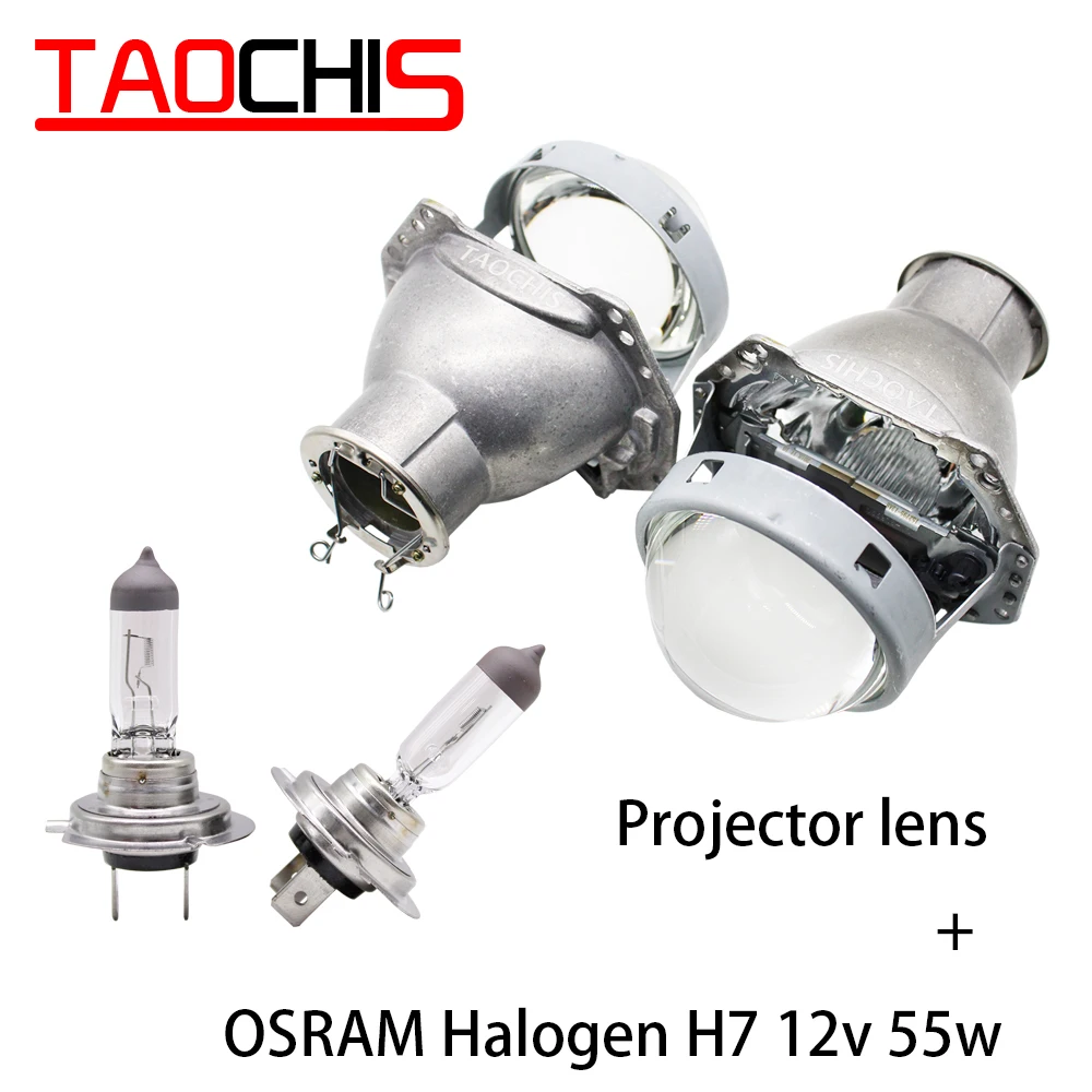 lens and halogen 55w TAOCHIS 3,0 дюймов головной светильник модифицированной HELLA 3R G5 линзы проектора bi Xenon с использованием H7 галогенные проекторы проектор ксеноновые линзы светодиодный лампы - Цвет: lens and halogen 55w