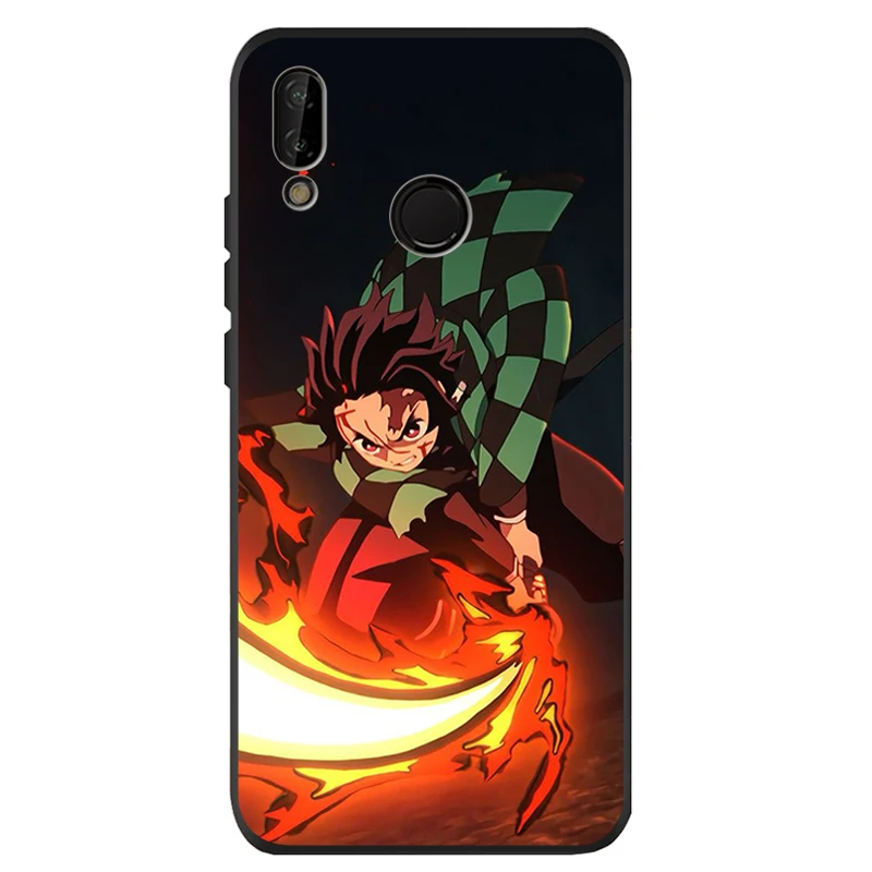 anime demon slayer kimetsu no yaiba black soft phone case for huawei 40 30 20 10 9 lite pro p smart 2019 y6 y6 prime2019 y9 free global shipping