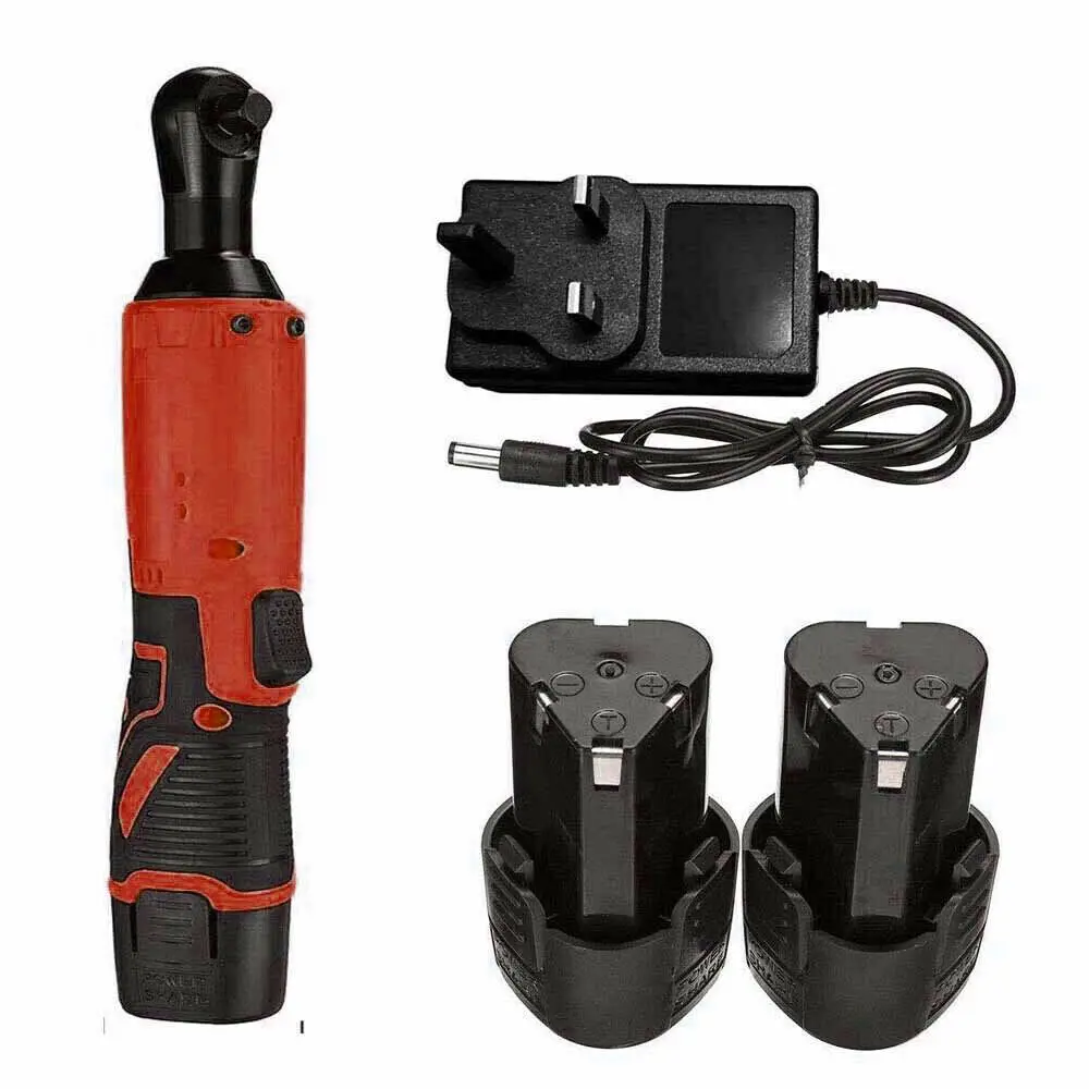 WENXING Electric Wrench 3/8'' 12/42V 90° 45/60Nm Right Ratchet Angle Power Tool with 2 BatterIies Charger UK/US/EU plug |