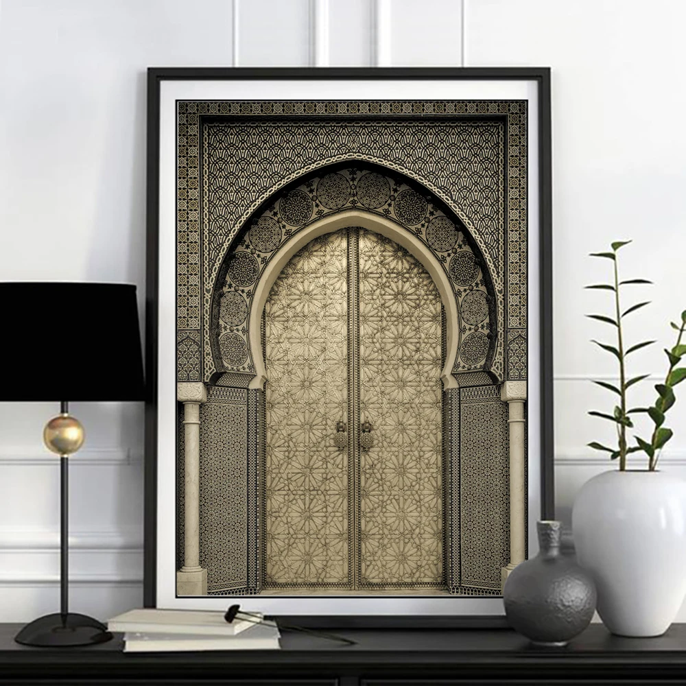 Современная 3D Картина на холсте с обзором двери в марокканском стиле Настенная