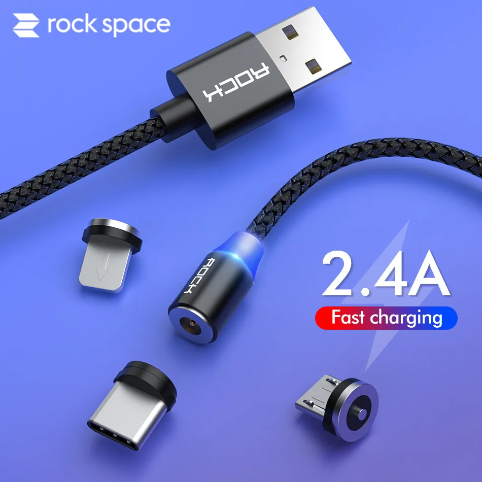 ROCK 1 м Магнитный кабель Micro USB для iPhone Samsung Android мобильный телефон быстрая зарядка