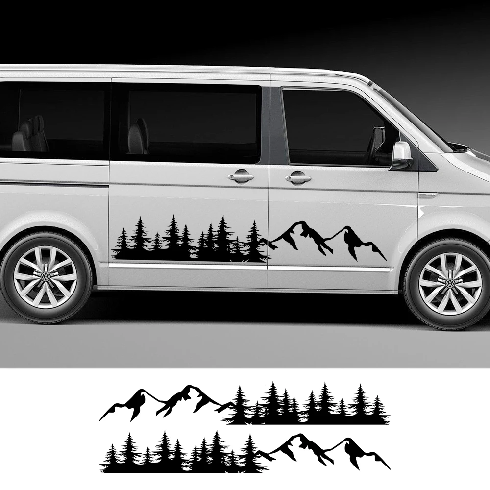 

2PCS Car Door Side Stickers Mountain Forest Decal For Volkswagen VW Multivan TRANSPORTER T5 T6 Toyota Elfa Accessories Wholesale