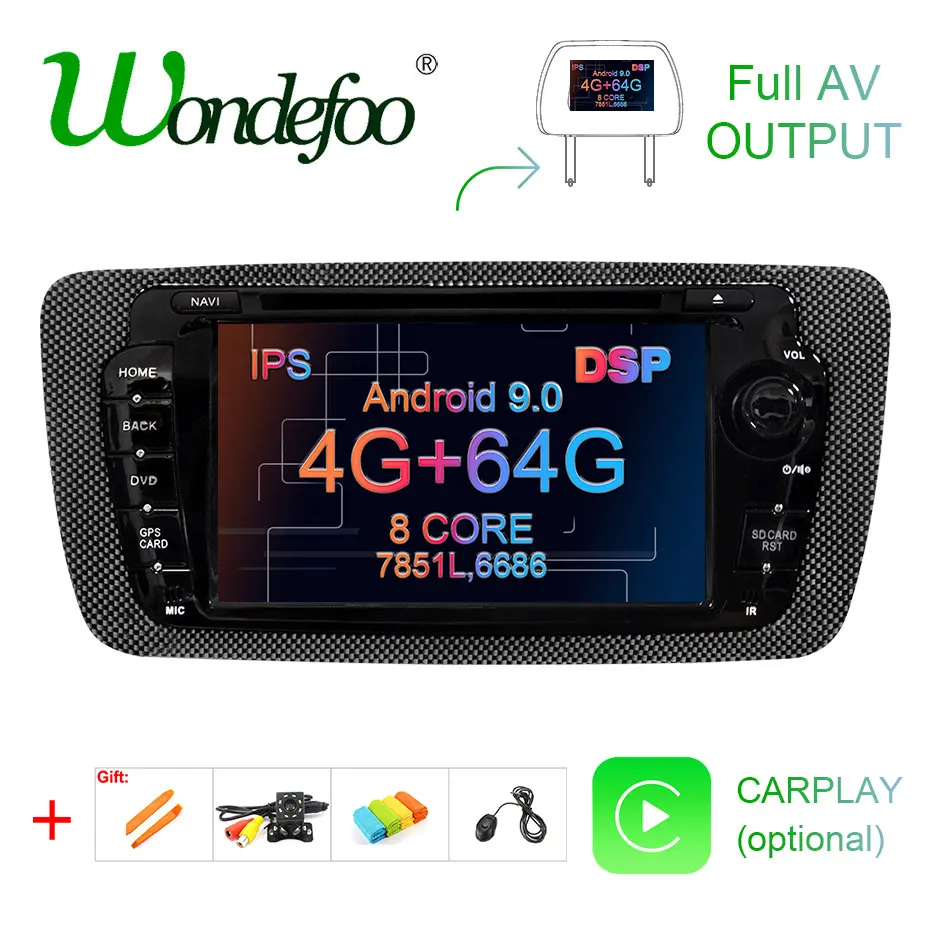 4G 64G ips экран DSP AV выход Android 9,0 автомобильный dvd-плеер для сиденья IBIZA 6J 2009-2013 gps-навигация, радио, стерео Мультимедийный ПК