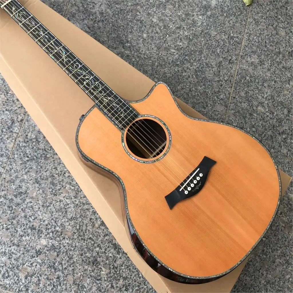 

Акустическая гитара из цельной древесины PS14, акустическая гитара из натурального эбенового дерева с отпечатком пальца, 41 дюйм, акустическа...