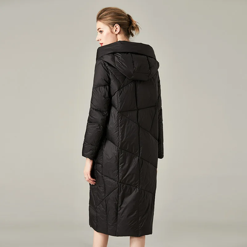Avocado New Black Warm Nylon Green Wide Waisted Hooded Female White Duck Down Coats With Pockets Winter Clothes For Women