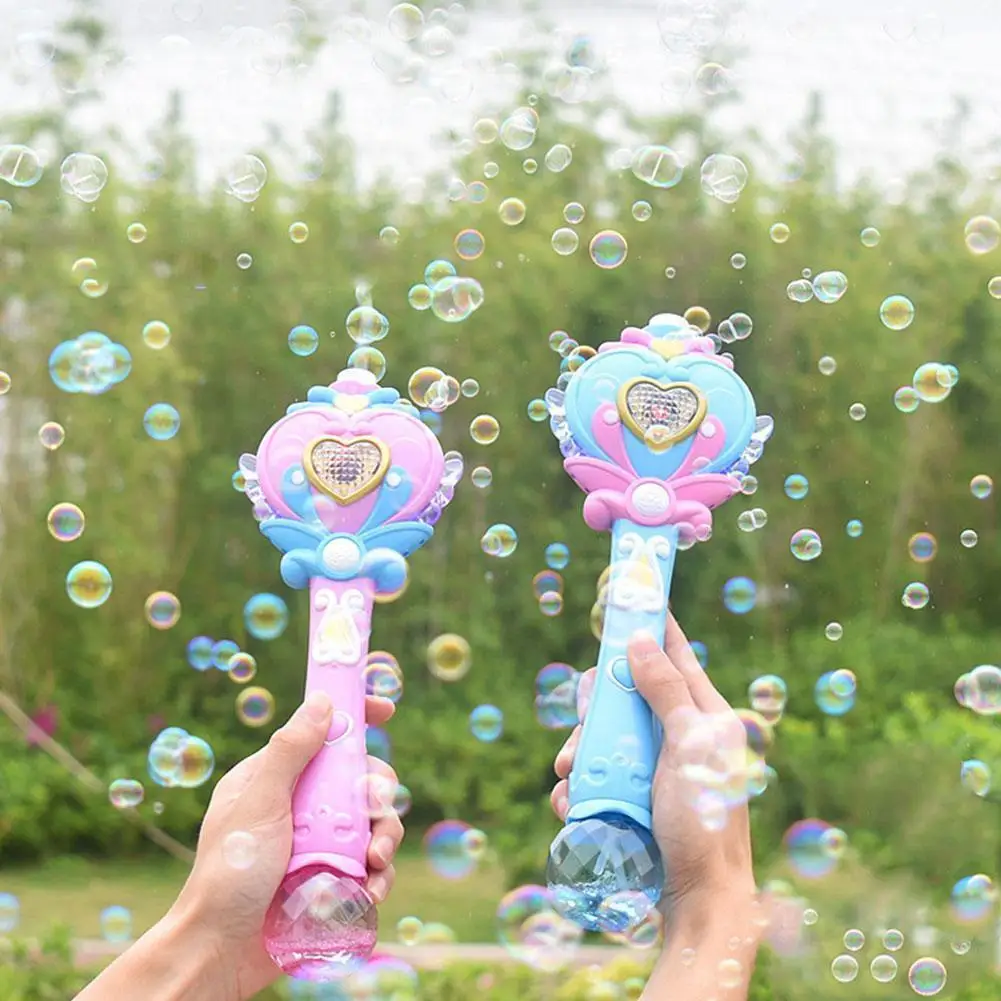 

Children's Toy Electric Magic Wand Automatic Soap Bubble Blowing Gun Blower Machine Butterfly Wing Light Outdoor Kids Girls Toys