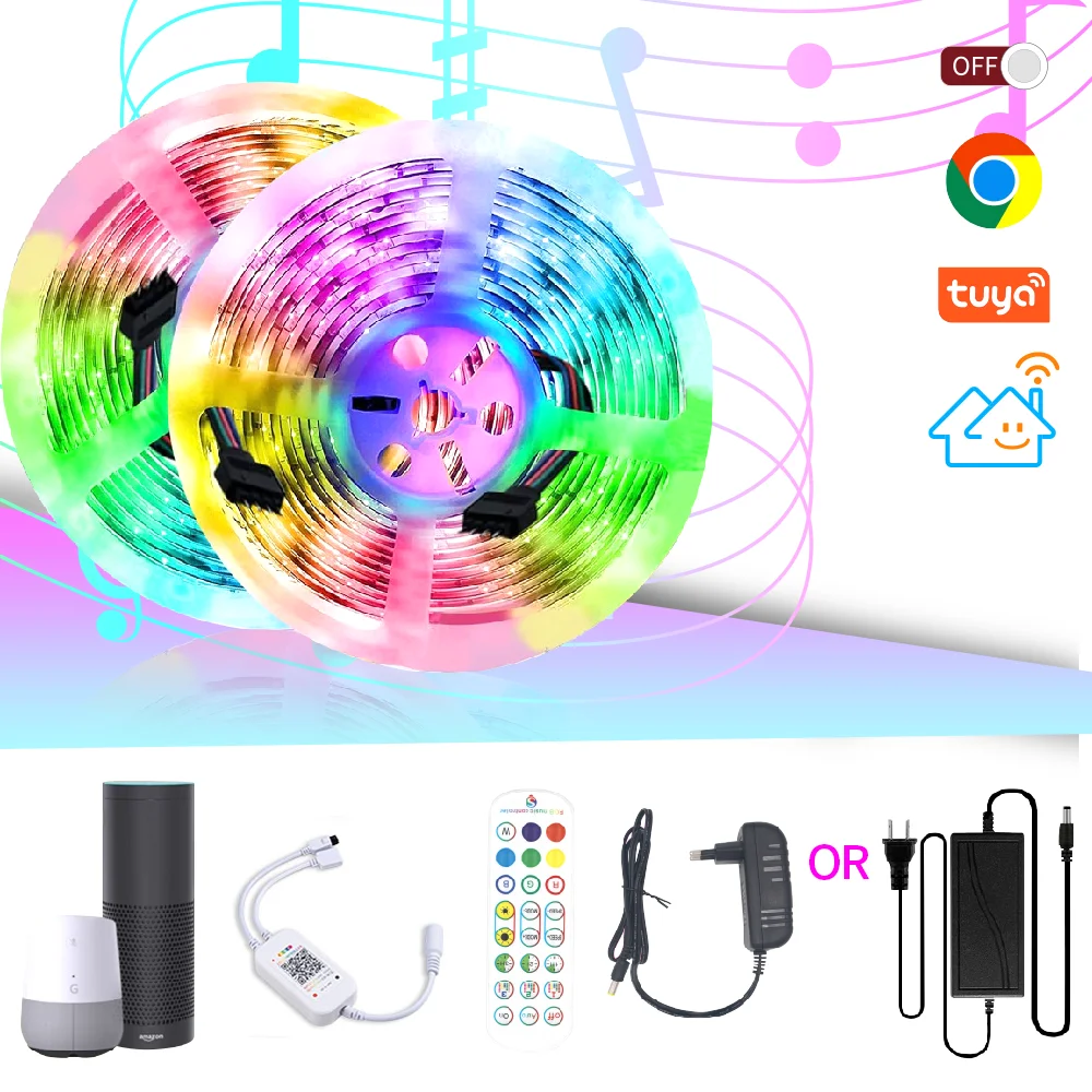 20 м RGB светодиодный светильник полосы прослушивания музыки 12V WI FI стикеры полоски