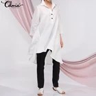 Женская Асимметричная туника с отворотами, Повседневная Свободная летняя блузка с длинными рукавами, 34
