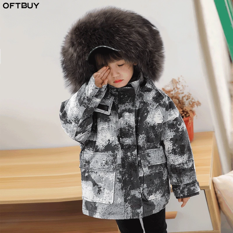 Детская куртка с капюшоном OFTBUY толстая теплая парка из кроличьего меха Рекс и