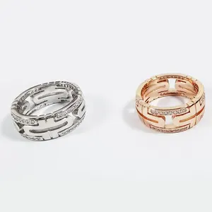 hot sale 11 classic rome logo shining paperclip bvl ring couples high end luxury jewelry fashion brand birthday party gift free global shipping