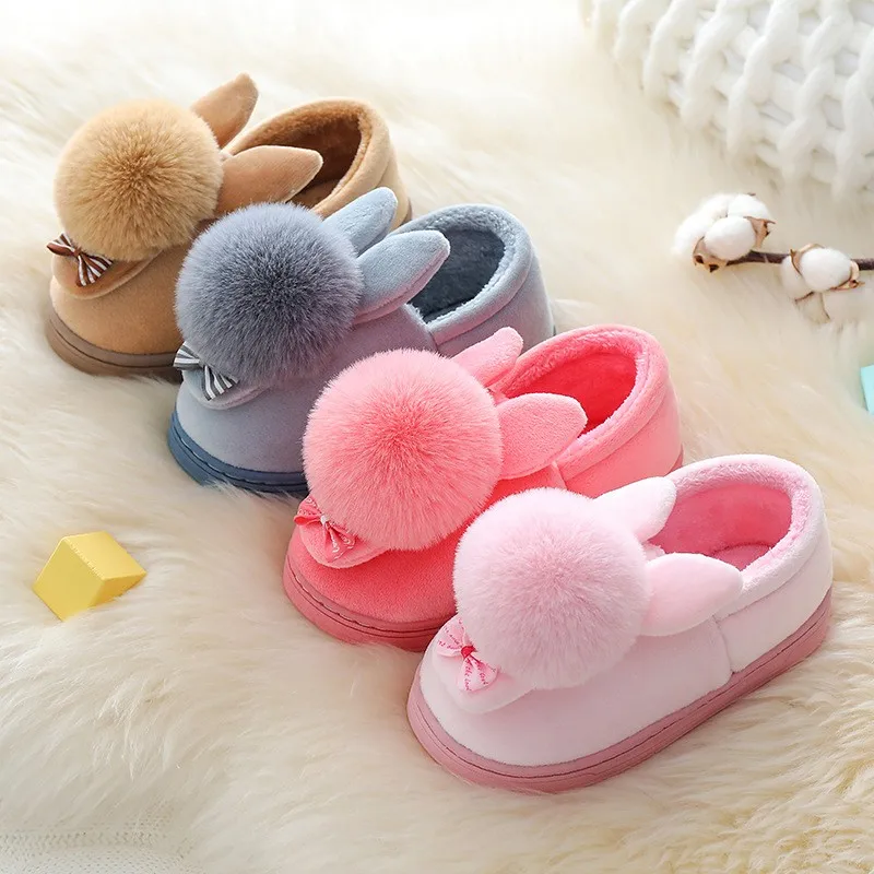 Детские зимние тапочки для девочек и мальчиков хлопковые домашние с мультяшным