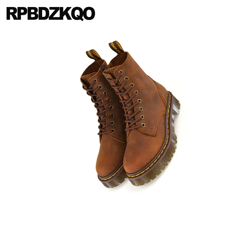 Muffin круглый носок Коричневые Женские Ботильоны на каблуке средней высоты Обувь