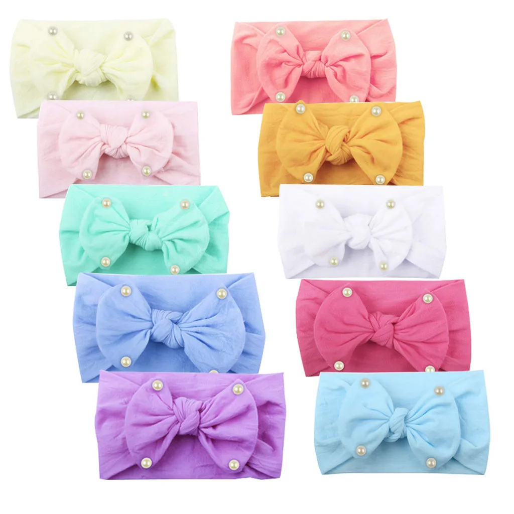 10 шт Девушки сплошной цвет повязка на голову для новорожденного младенца