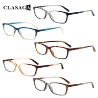 clasaga 4 packs blue light blocking reading glasses rectangular frame spring hinge men and women computer decorative eyeglasses