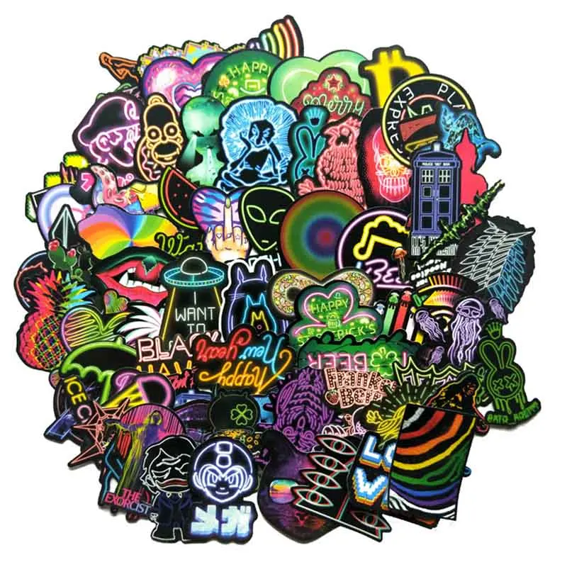 75 шт. неоновая световая наклейка аниме икона животные милые Надписи Наклейка s