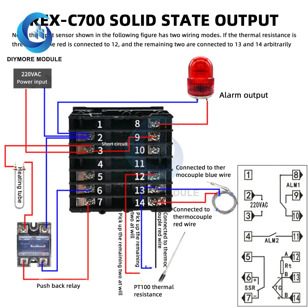Умный регулятор температуры цифровой PID REX термопара SSR + SSR40DA 40 А Φ 220 В |
