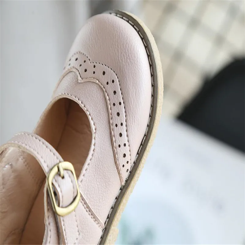 Демисезонные кожаные туфли для девочек школьная обувь принцессы Нескользящие