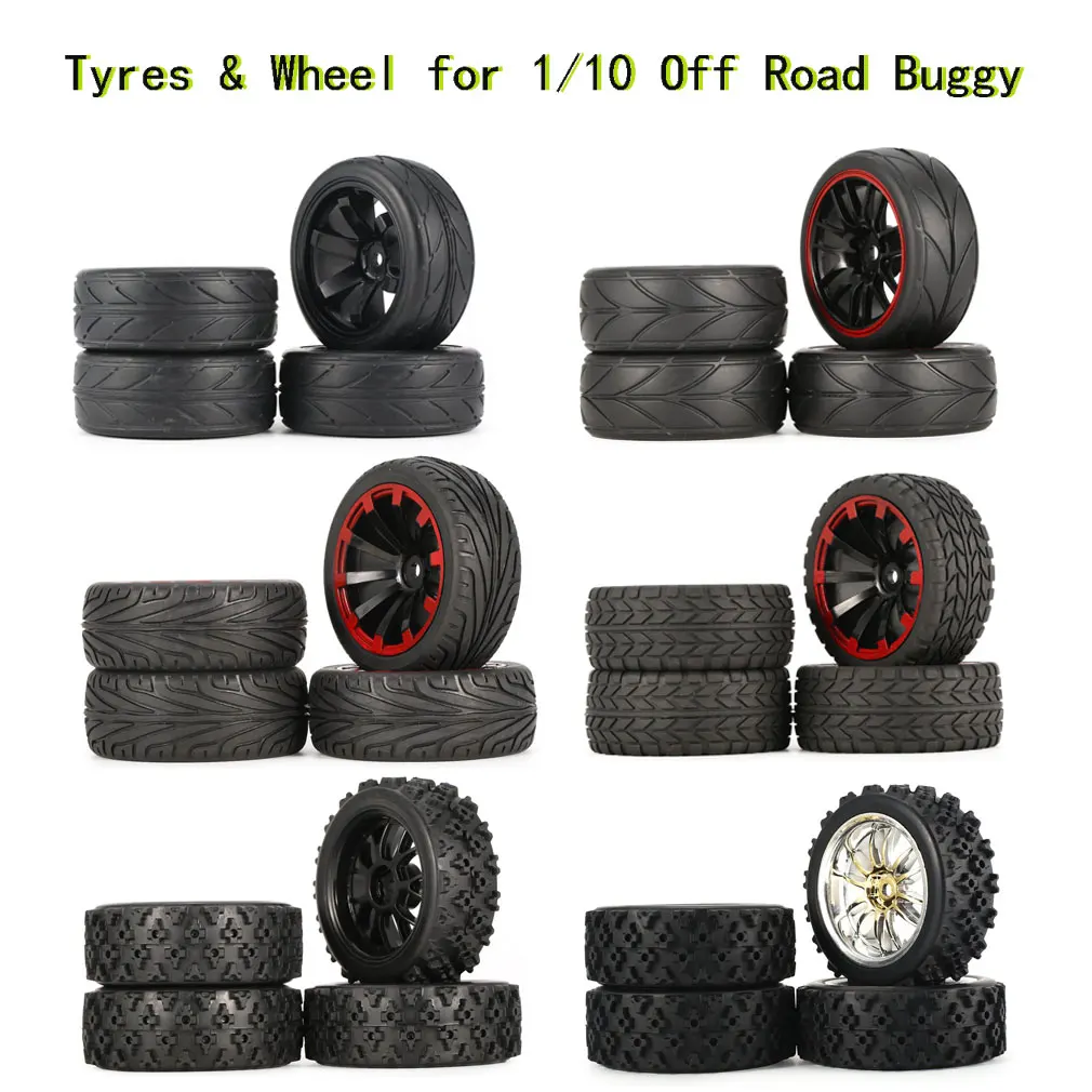 

4Pcs Off Road Buggy Tires Wheel Rims Set Front Rear 12mm Hex Hubs for 1/10 1/12 1/14 1/16 Wltoys 144001 Remo 1631 RC Car