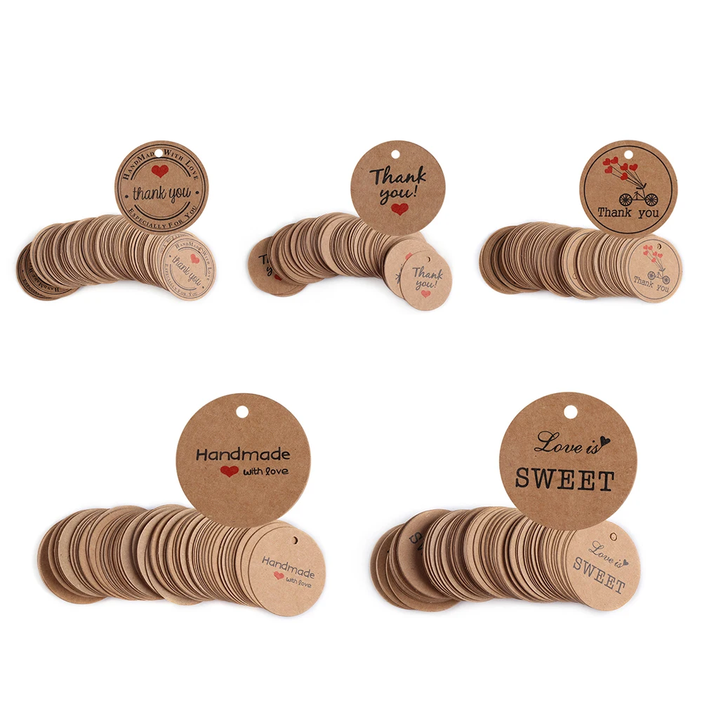 100 шт./пакет спасибо с красным украшение в виде сердца крафт-бумажная бирка для