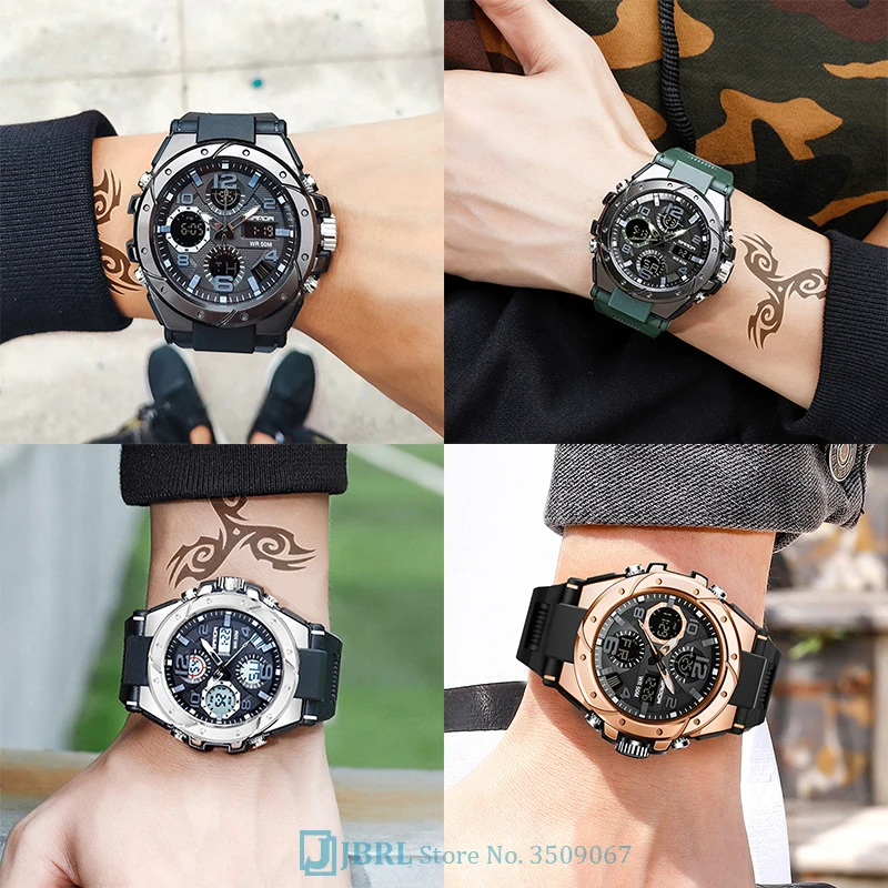 Часы наручные мужские спортивные в стиле милитари брендовые водонепроницаемые