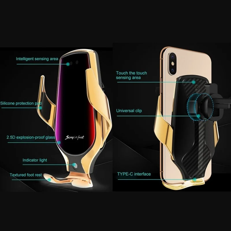 Беспроводное автомобильное зарядное устройство для iPhone 11 Pro Samsung S10 S9 S8 Plus Note 10 9 8