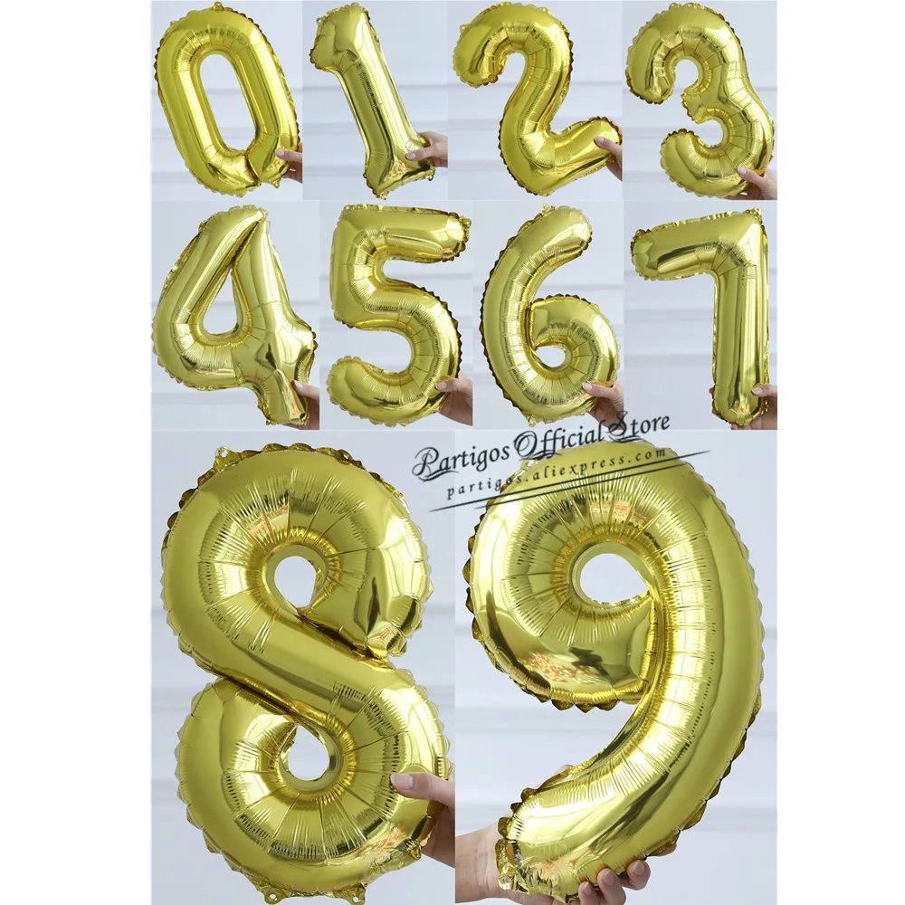 Тонкие шары в виде цифр серебряные радужные розовое золото 50 шт. 16 дюймов для