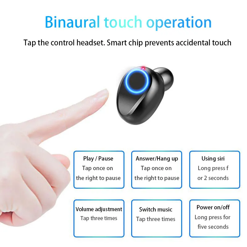 TRER Bluetooth 5,0 беспроводные наушники Встроенный микрофон светодиодный цифровой показывает зарядный чехол наушники-вкладыши мини 8D стерео гарнитура