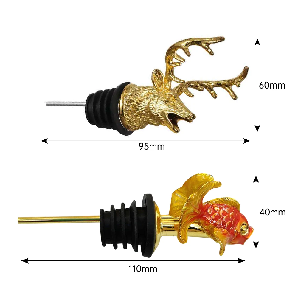 

2 Styles of Deer Head Wine Mouth Deer Head Wine Guide Pour Wine Stopper for Champagne Bottle Bartender Tool Wine Accessories