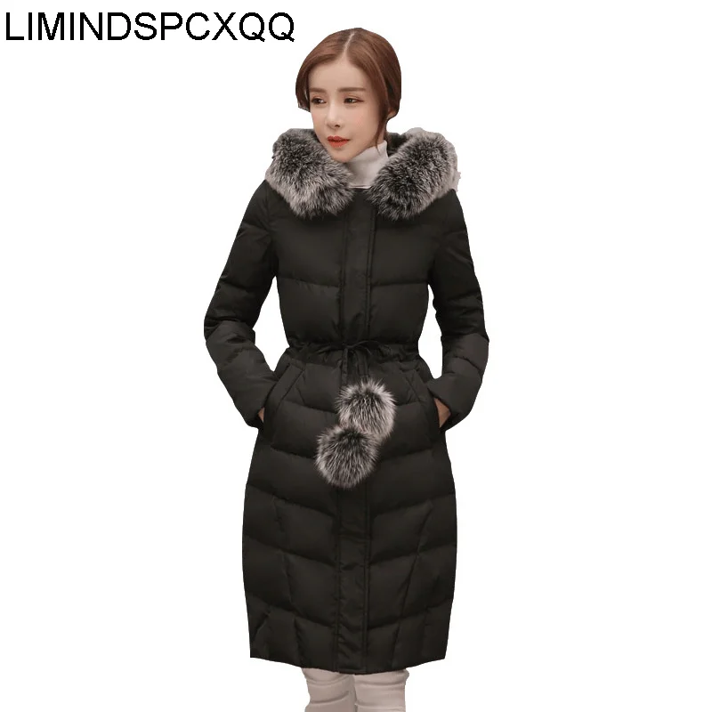 

Casaco Feminino Winter Big Fur Collar Hooded Down Padded Jackets Womens Long Thicken Slim Coat Clothes 2021 Korean Style Abrigos
