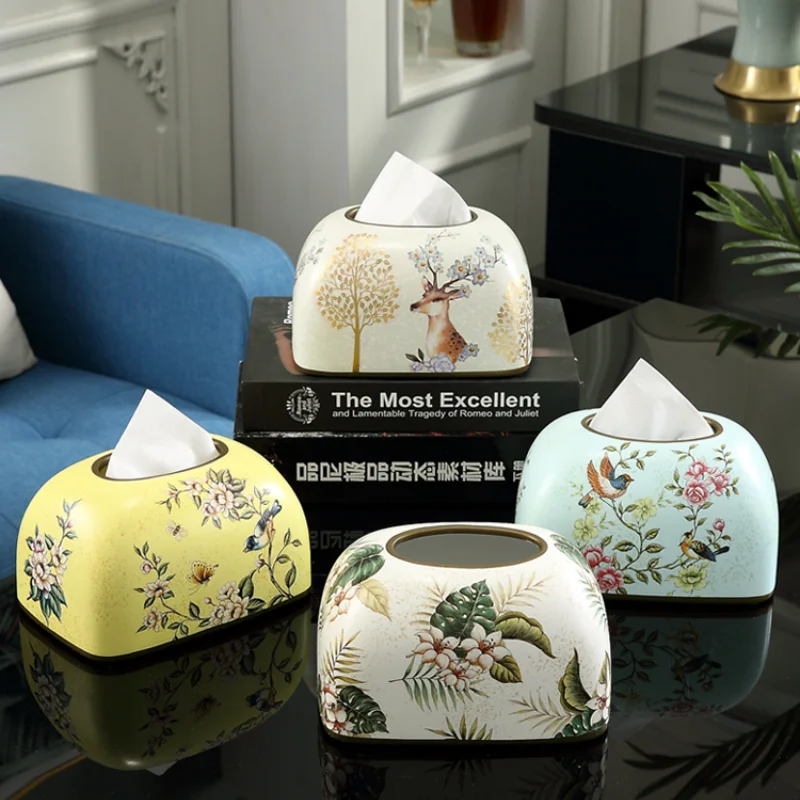 

Modern Ceramic Luxury Tissue Boxes Organizer Car Accessories Home Office Storage Tissue Paper Wrapping Servilletero Storage Box
