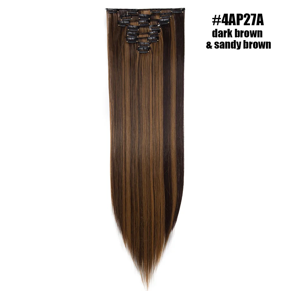 4AP27A S-noilite 2" 8 шт./компл. шелковистые прямые волосы Наращивание волос Синтетические наращивание натуральных волос для Для женщин длинные натуральные волосы на заколках для наращивания, волосы на заколках - Цвет: 4AP27A