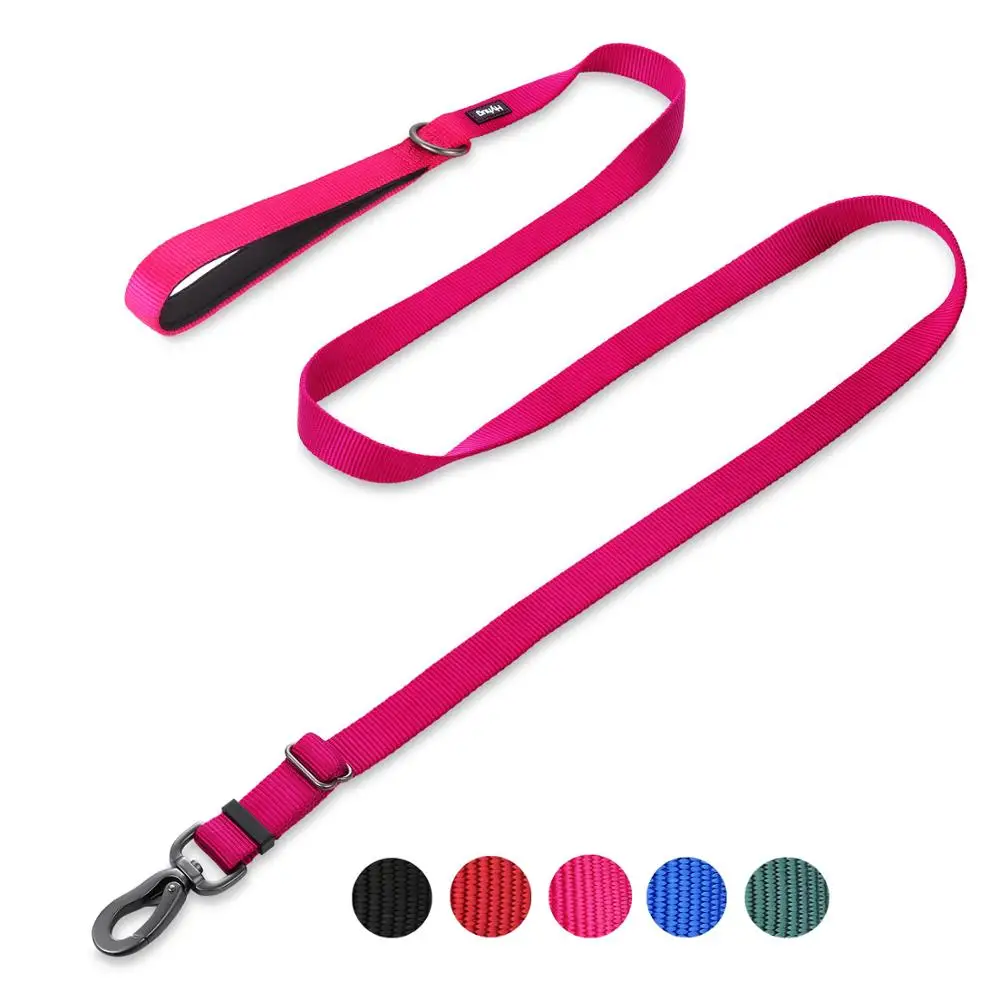 Rose Red Hyhug Pets Регулируемая длина свинца с прочным нейлоном и супер мягкой неопреновой подкладкой ручкой(большой, военный зеленый - Цвет: Rose Red