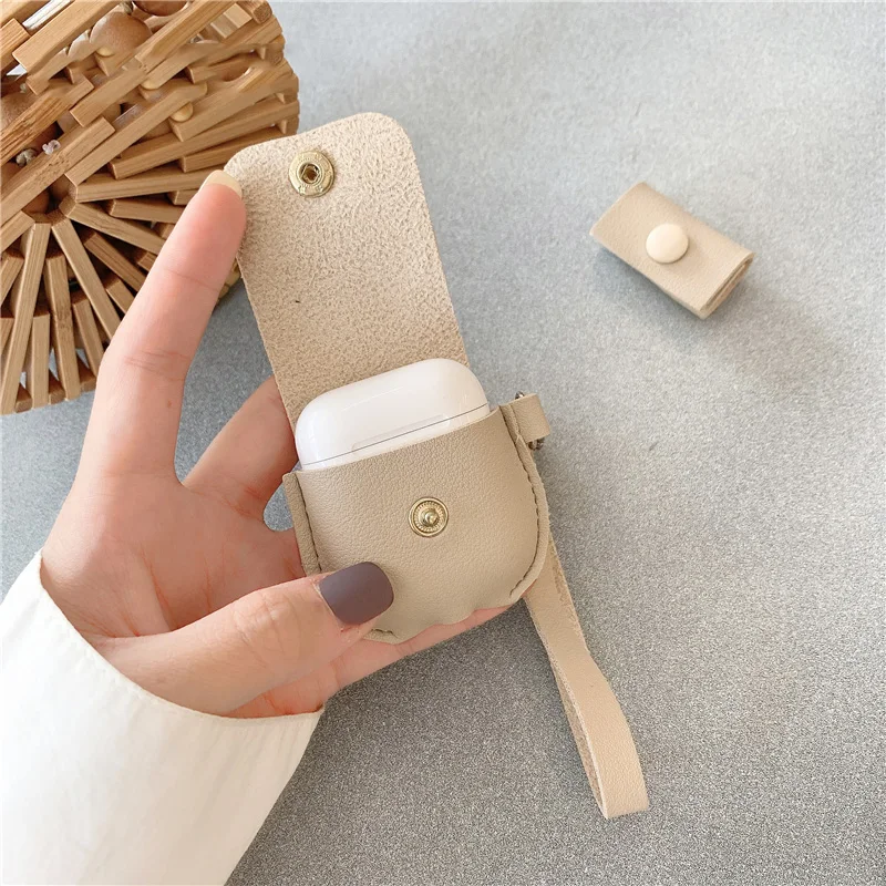 Модный простой кожаный чехол для Airpods Bluetooth наушников защитный s роскошный