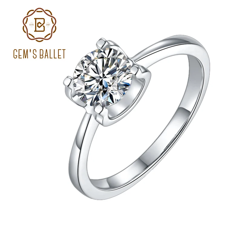 

GEM'S BALLET 1ct 2ct 3ct Moissanite Diamond Ring Fashion 925 Sterling Silver Engagement Wedding Ring For Women Fine Jewelry