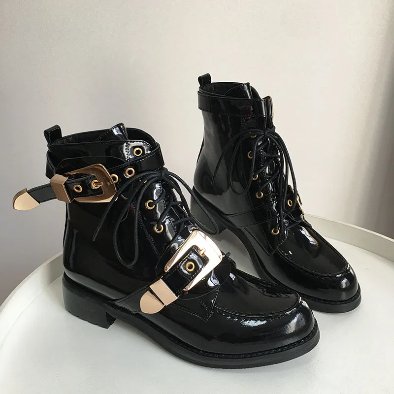 Черные ботинки-мартинсы Phoentin из натуральной кожи в стиле панк ботильоны на