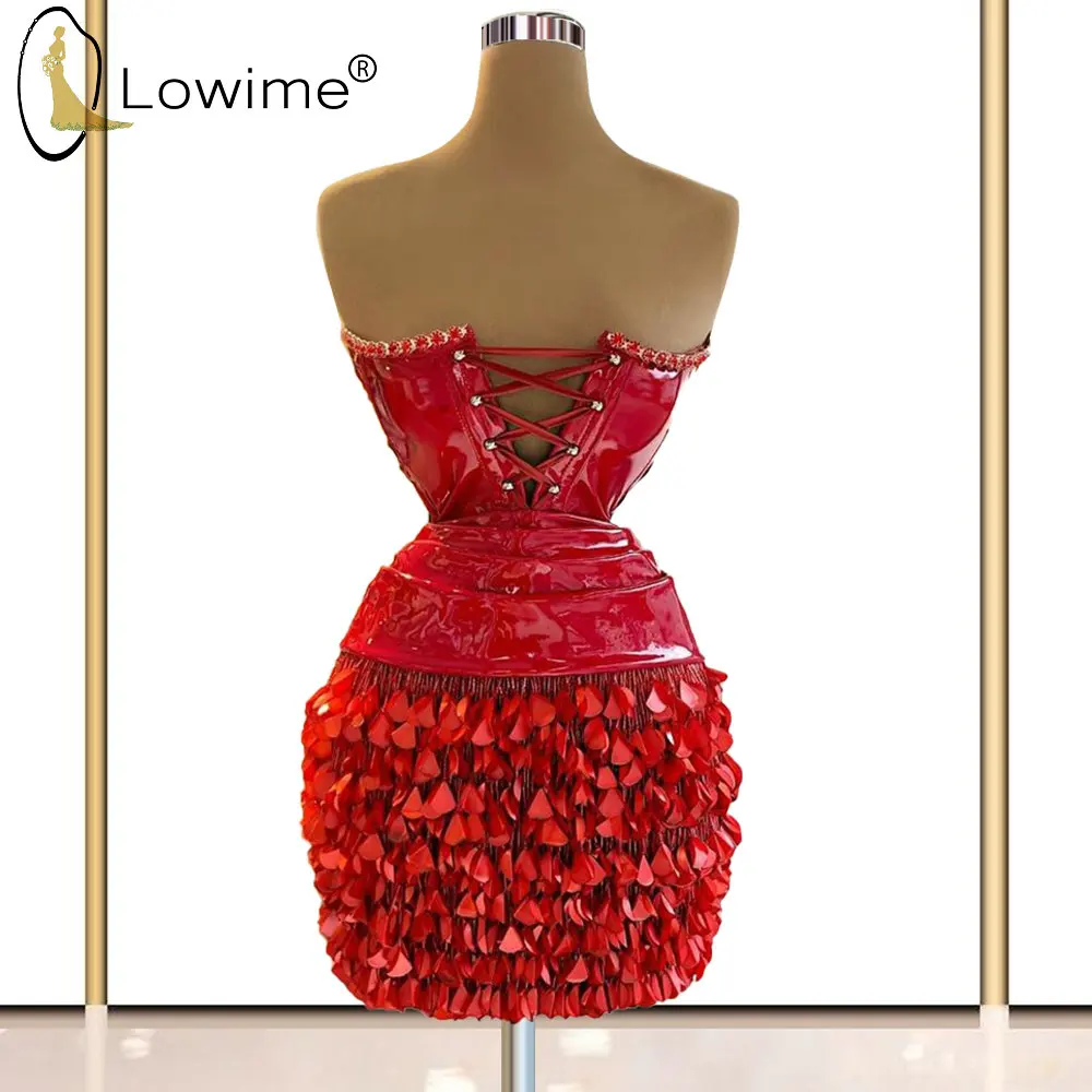 

Сексуальные Красные Короткие Выпускные платья без бретелек мини-халаты De коктейльное платье с блестками, вечерние платья для девочек, Vestidos ...