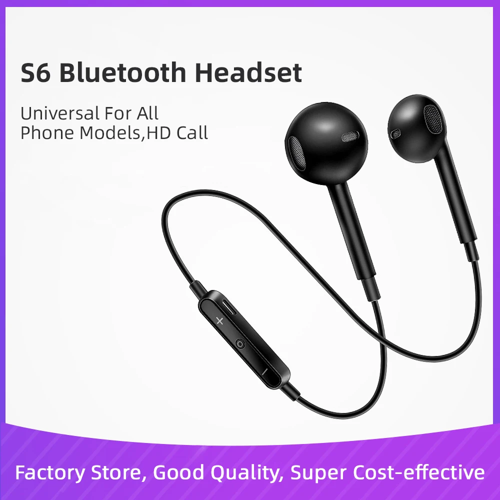 Спортивные наушники Bluetooth S6 Беспроводные стереонаушники с тяжелыми басами Hi-Fi