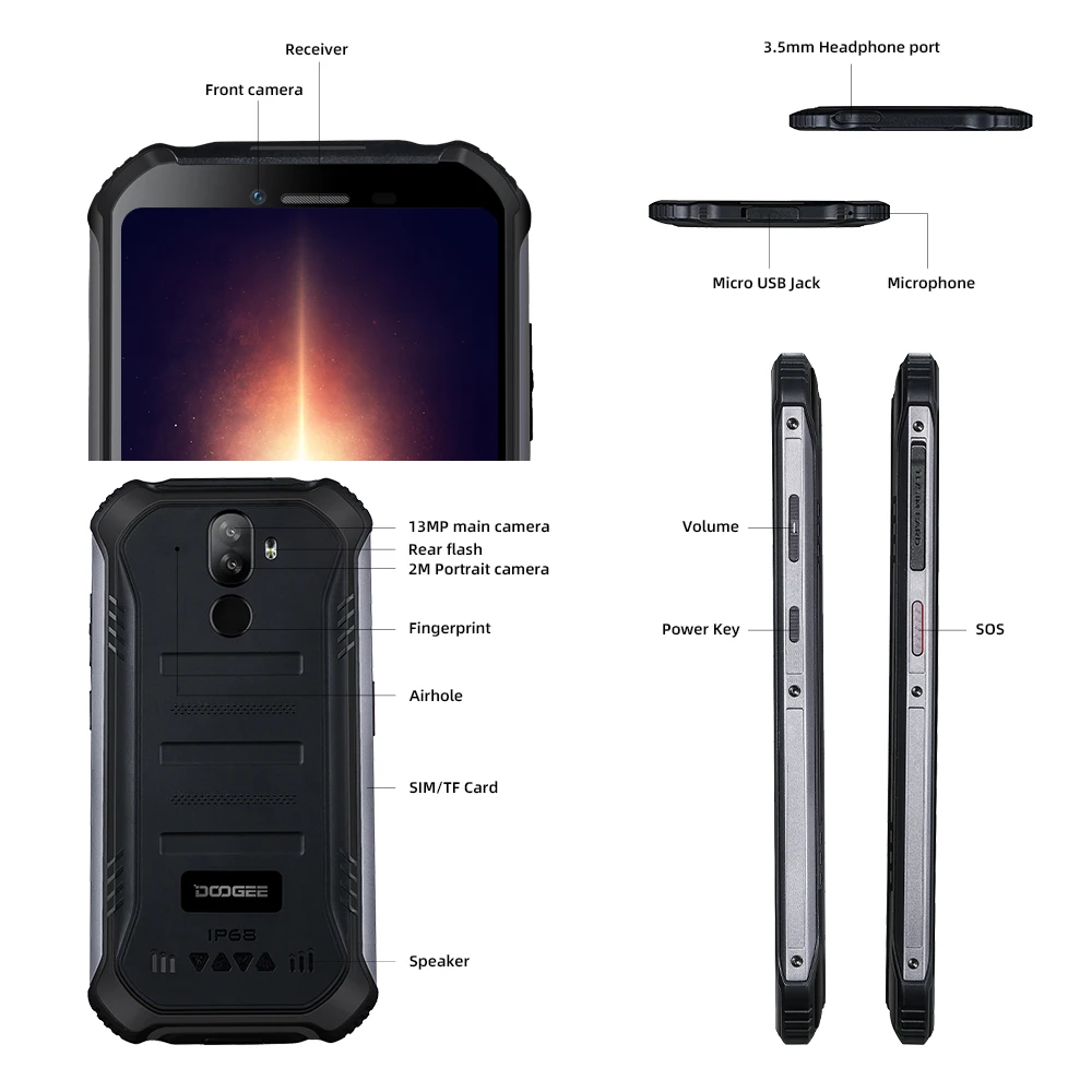 Смартфон DOOGEE S40 Pro Android 10 IP68/IP69K 4 Гб Оперативная память 64 Встроенная прочный