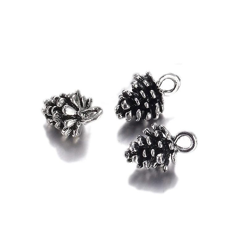 20 шт./партия конические гайки амулеты античное серебро цвет сплав сосновые орехи