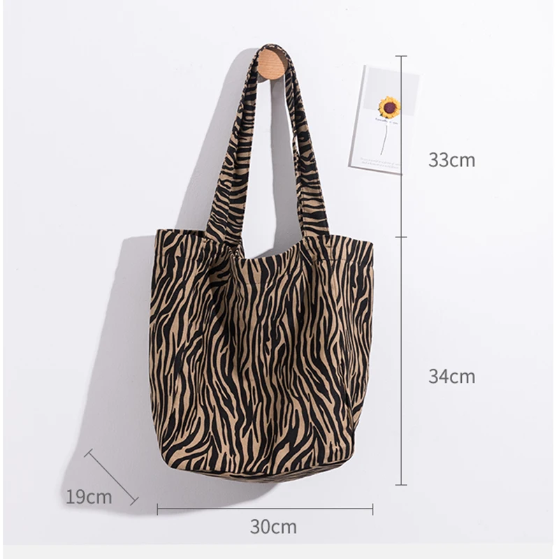 

Fashion Eco Friendly Zebra Pattern Women Shopping Tote Bags Large Capacity Casual Books HandBag for Work