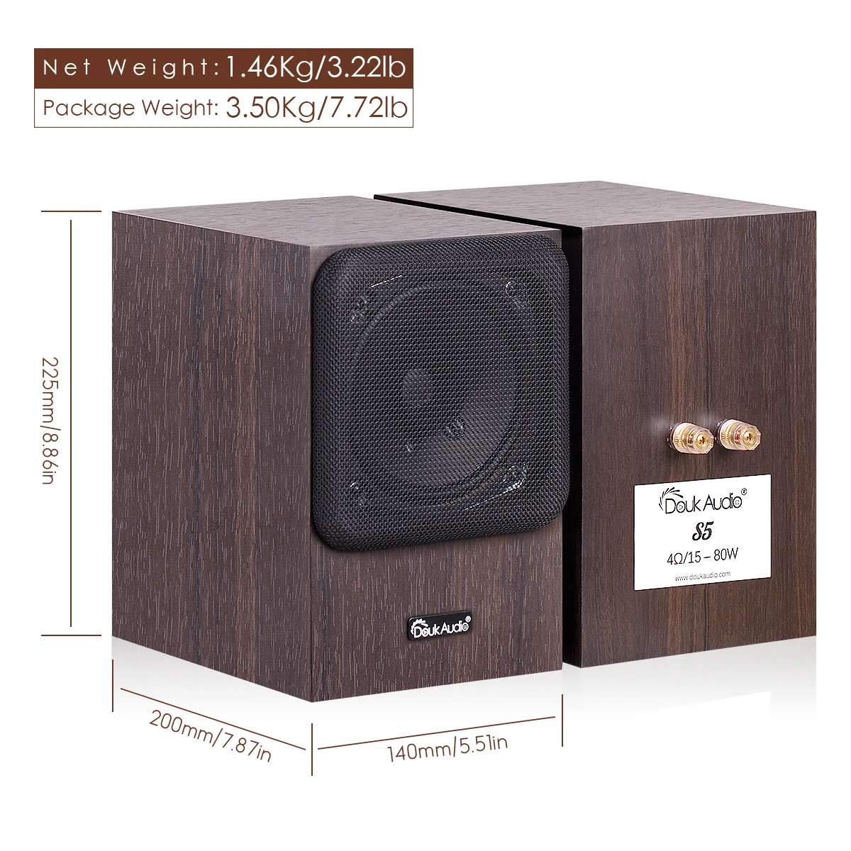5 дюймовый Полнодиапазонный пассивный громкоговоритель Douk Audio с книжной полкой 80