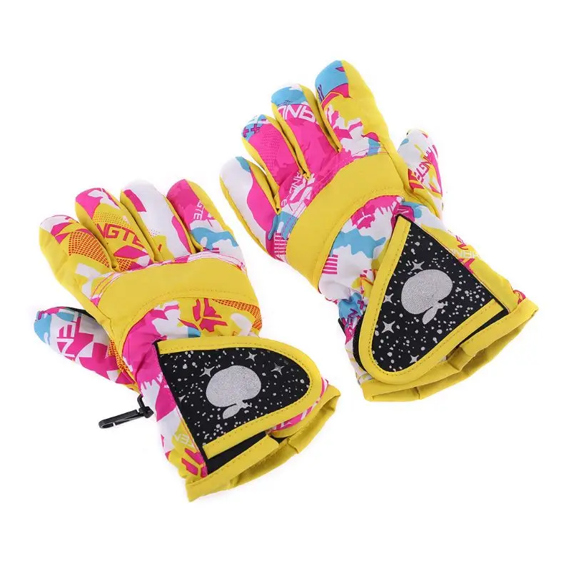 

Waterproof Winter Skiing Snowboarding Gloves Warm Mittens For Kids Full-Finger Gloves Strap for Sports, Skiing, Cycling