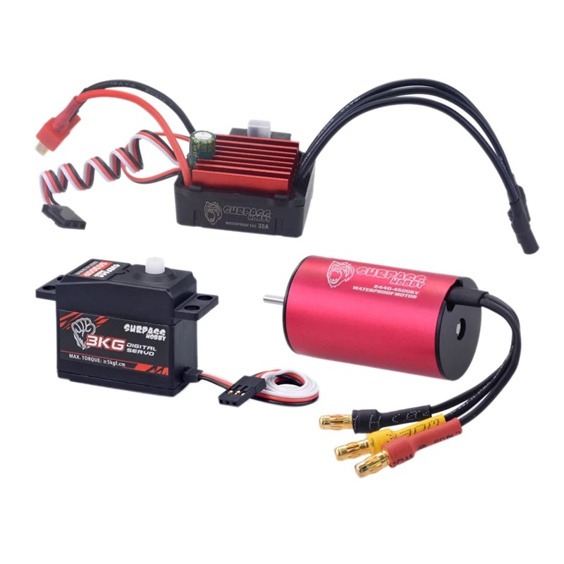 

SURPASS HOBBY Waterproof Combo 2440 4600KV Brushless Motor with 35A ESC + S0300P 3KG Servo for 1/16 1/18 RC Car Truck