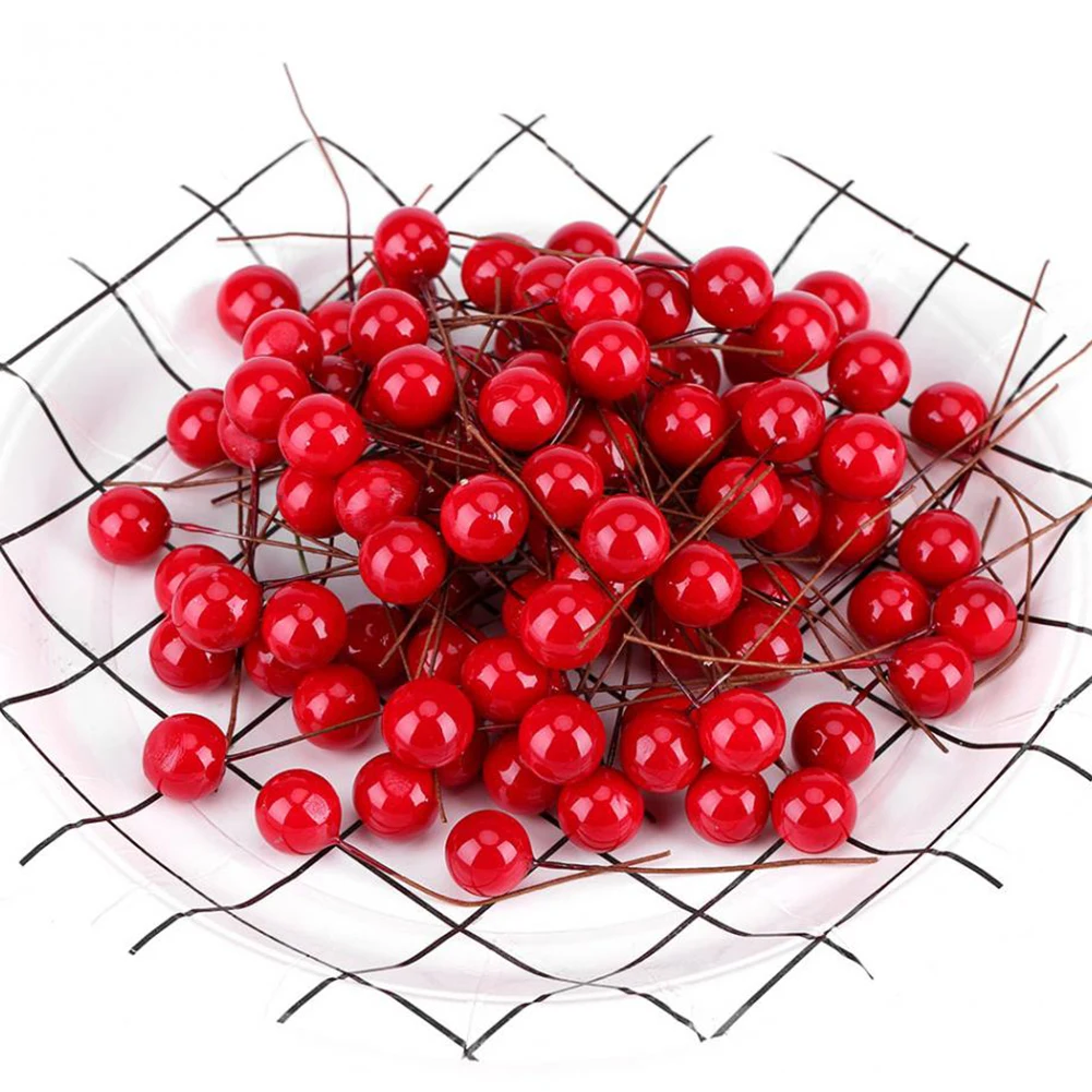 

100Pcs Artificial Red Holly Berry Christmas Home Kitchen Party Christmas Decoration Hanging Ornaments