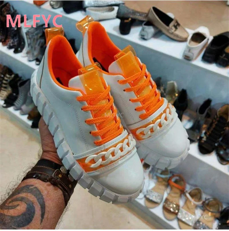 

2021 new women'ss neakers large size women's thick-soled increased chain decoration outdoor casual women's shoes